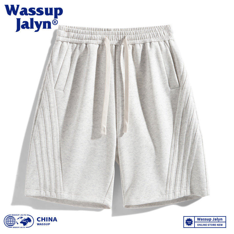 WASSUP JALYN短裤男夏季潮牌拼接条纹宽松运动卫裤直筒休闲五分裤,男装,短裤,淘宝优惠券,粉丝福利购,淘宝优惠卷