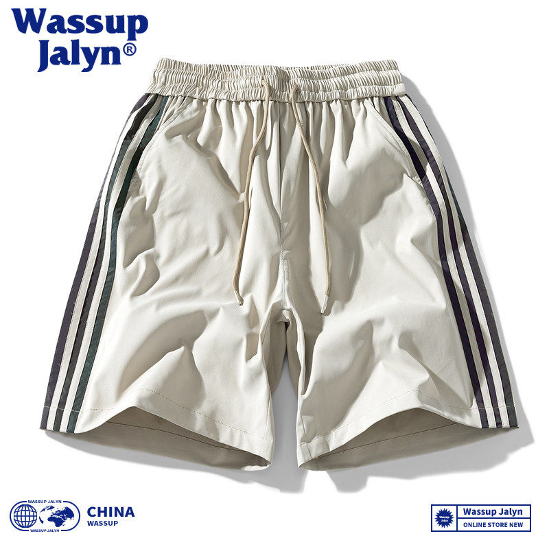 WASSUP JALYN运动短裤男夏季宽松休闲五分裤青少年阔腿裤条纹裤子,男装,短裤,淘宝优惠券,粉丝福利购,淘宝优惠卷