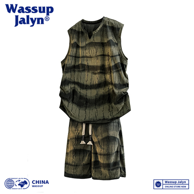 WASSUPJALYN男士冰丝套装夏季