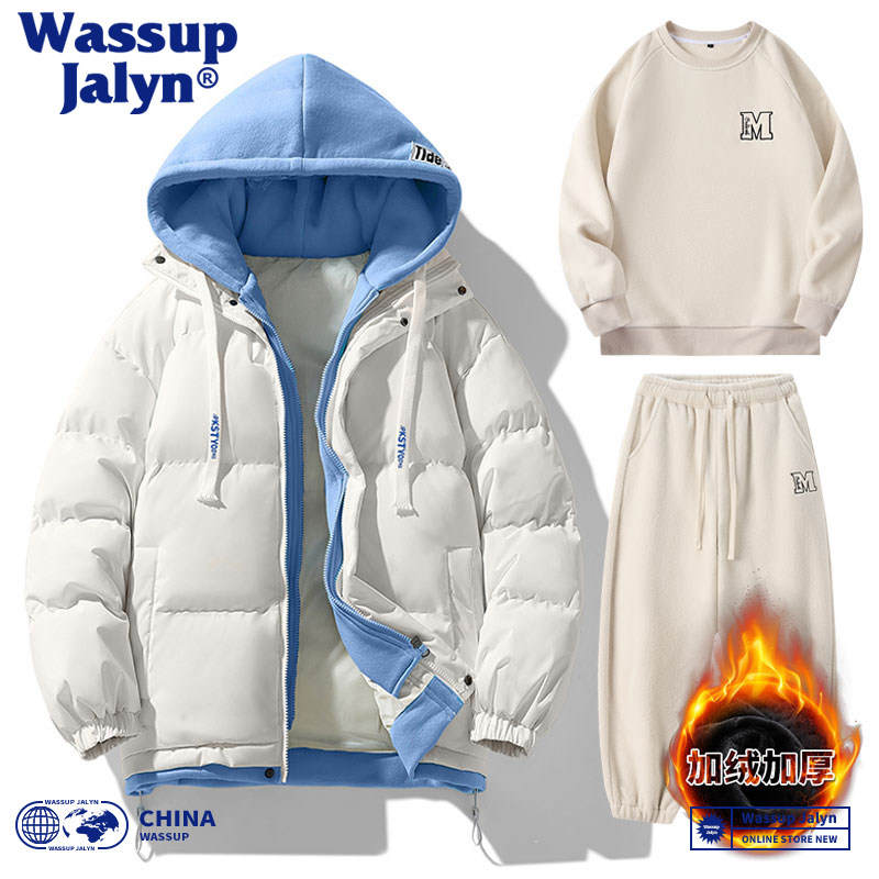 冬季休闲棉服卫衣卫裤保暖三件套