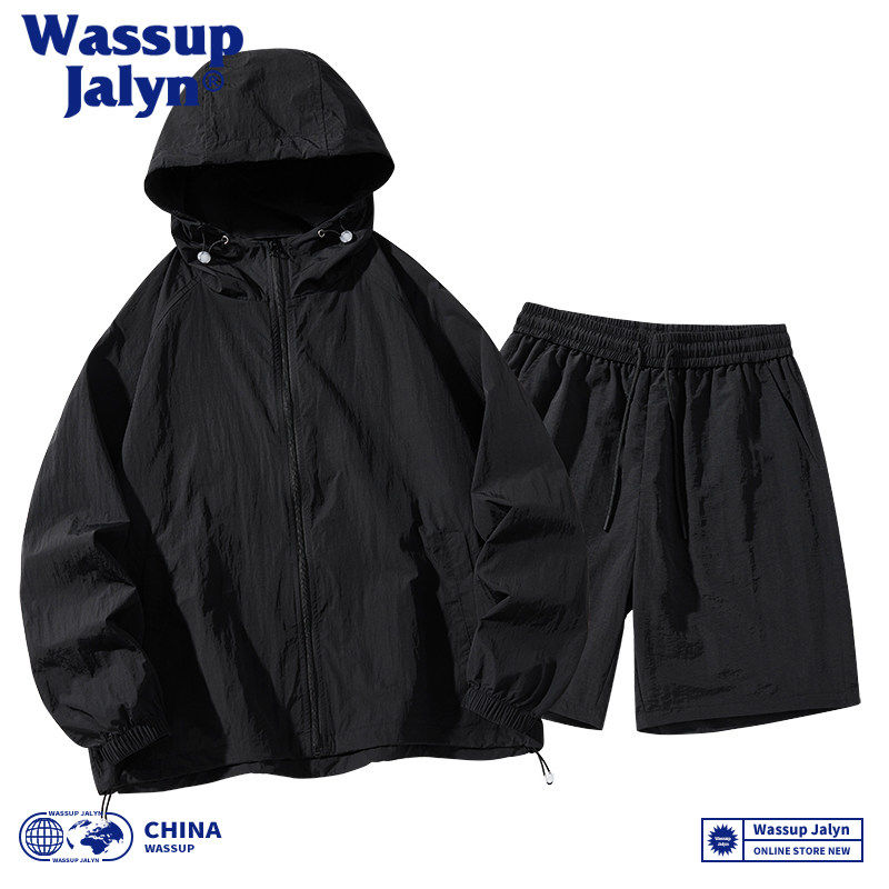 WASSUP JALYN男女夏季套装防晒衣短裤潮流宽松防紫外线外套两件套,男装,休闲运动套装,淘宝优惠券,粉丝福利购,淘宝优惠卷