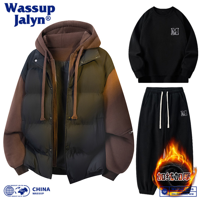WASSUP JALYN羽绒棉服套装男女冬季厚棉袄连帽外套韩版宽松三件套,男装,棉衣,淘宝优惠券,粉丝福利购,淘宝优惠卷