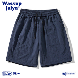 WASSUP JALYN日系休闲短裤男款夏季潮牌沙滩裤冰丝速干五分裤子男