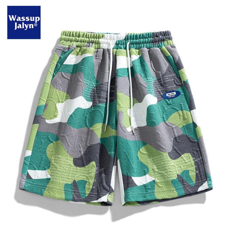 WASSUP JALYN迷彩印花短裤男夏季冰丝速干五分休闲裤潮牌宽松直筒,男装,短裤,淘宝优惠券,粉丝福利购,淘宝优惠卷