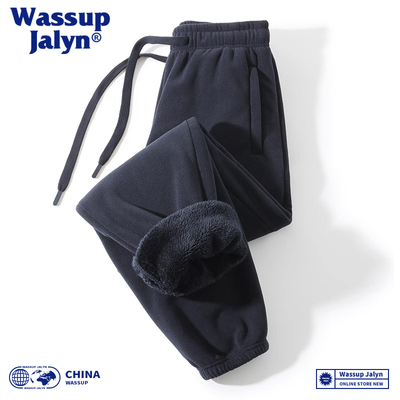 WASSUP JALYN加绒加厚羊羔绒裤男冬季双面奥粒绒大码保暖休闲棉裤