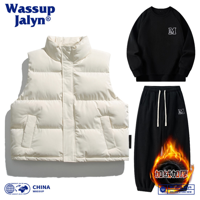 WASSUP JALYN美式工装马甲棉服套装男秋冬马夹加厚无袖棉衣三件套,男装,常规马甲,淘宝优惠券,粉丝福利购,淘宝优惠卷
