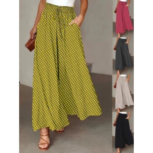 polka waist Elastic pants printed skirt dot 松紧腰波点休闲裤