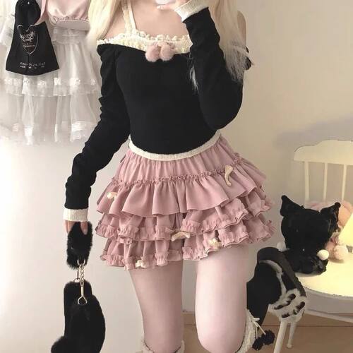 南瓜蛋糕蓬蓬短裙女欧美风