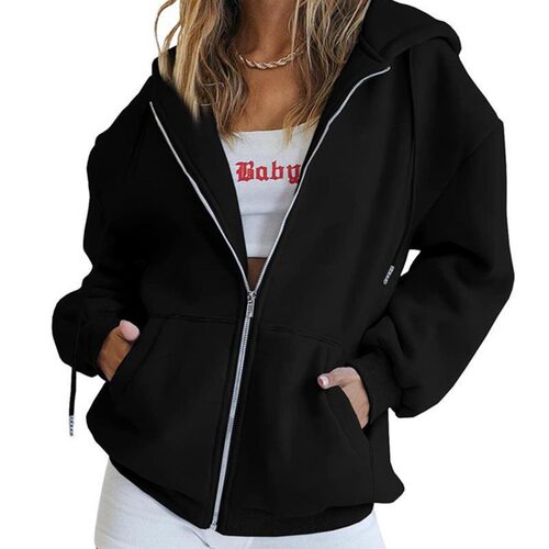 Women's solid color casual drawstring jacket纯色休闲抽绳外套