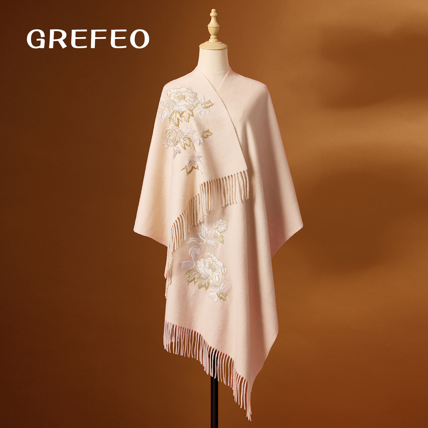 国风刺绣羊毛围巾秋冬加厚保暖大尺寸旗袍披肩外搭送妈妈生日礼物