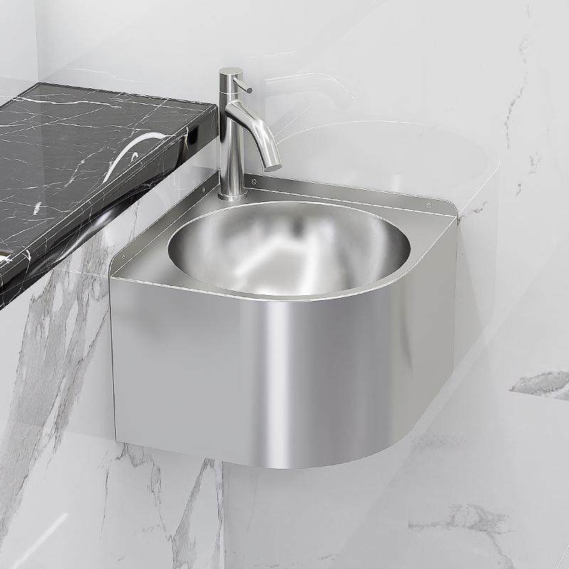 不锈钢简易小三角盆家用壁挂挂墙式台盆拐角单盆洗手盆挂盆小户型,家装主材,挂墙式洗脸盆,淘宝优惠券,粉丝福利购,淘宝优惠卷