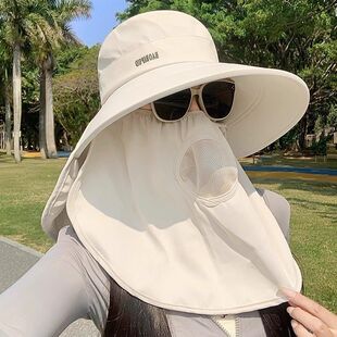 全方位防晒帽子透气遮脸面罩护颈一体太阳帽防紫外线户外遮阳帽女