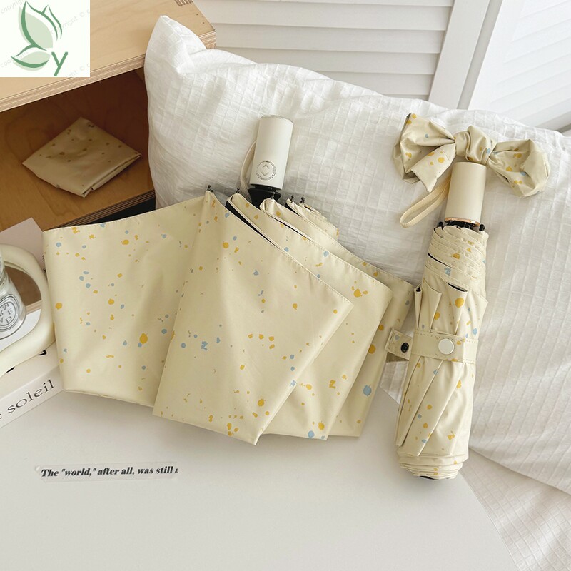 奶油泼墨雨伞加大自动抗风晴雨两用防晒防紫外线女折叠小巧遮阳伞