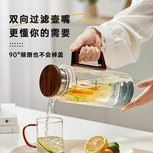冷水壶 凉水壶玻璃耐高温大容量储水凉白开水壶客厅家用水杯套装