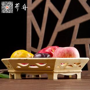 竹筐收纳筐餐具馒头筐摆件竹制品托盘手工水果盘子家用 竹编篮中式