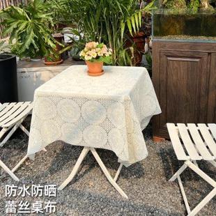 饰盖布正方形欧式 户外防水防晒pvc蕾丝桌布阳台庭院小方桌台布装