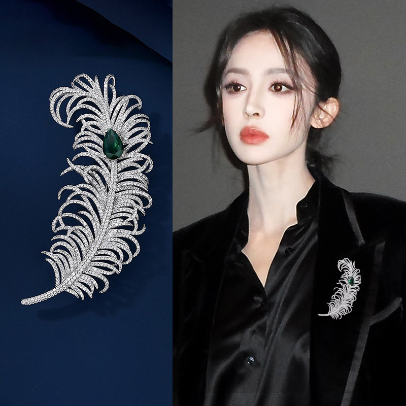 奢华流光羽毛胸针女气质时尚精致新款西装别针高级感大衣胸花配饰,饰品/流行首饰/时尚饰品新,胸针,淘宝优惠券,粉丝福利购,淘宝优惠卷