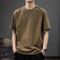 倉(cāng)石一樹(shù)潮牌夏季精梳棉冰絲涼感短袖t恤男美式休閑寬松透氣半袖