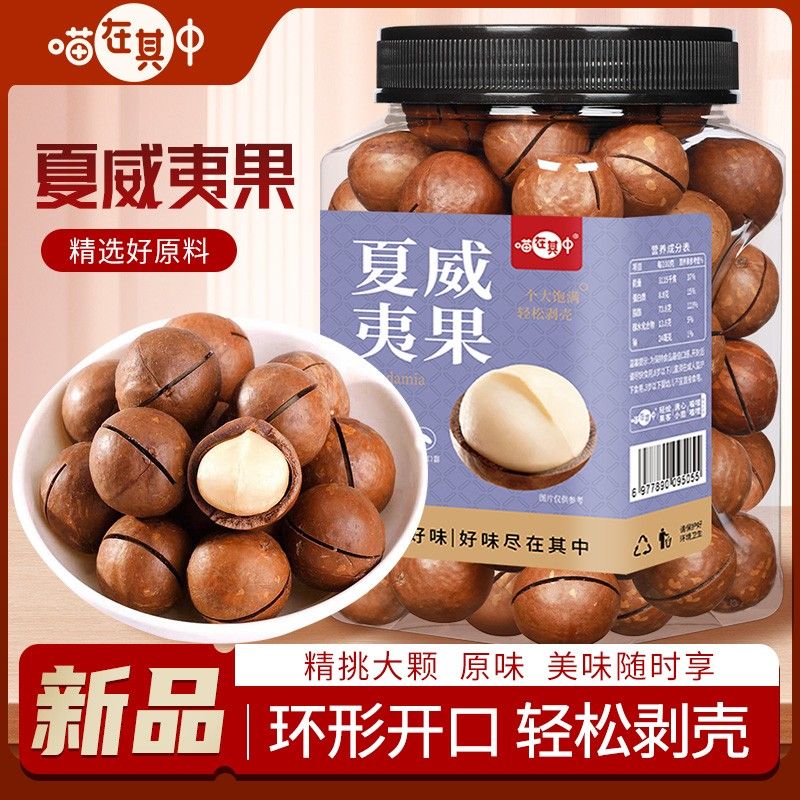原味大颗夏威夷果原味大颗粒500g罐装坚果休闲零食干果炒货年货