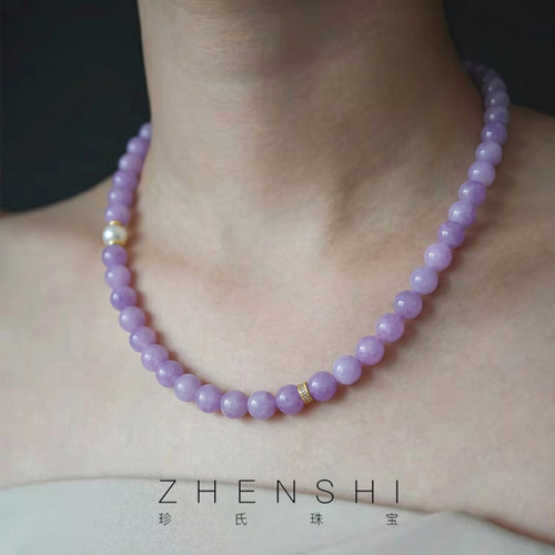珍氏珠宝天然淡水珍珠项链女款 新中式紫玉髓轻奢温柔串珠颈饰
