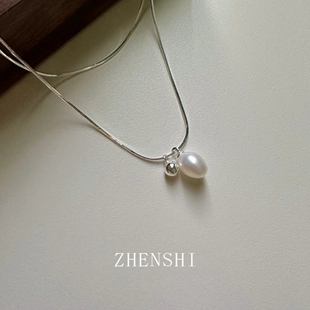 珍氏珠宝天然淡水珍珠项链女款 轻奢小众叠戴吊坠颈链 时尚