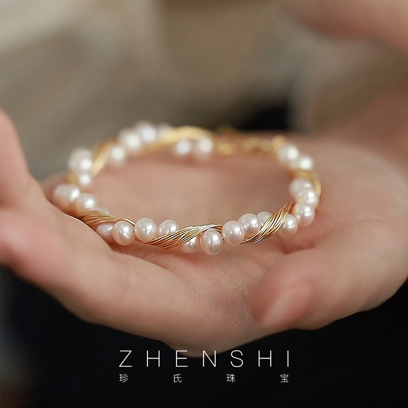 天然淡水米粒形珍珠手链