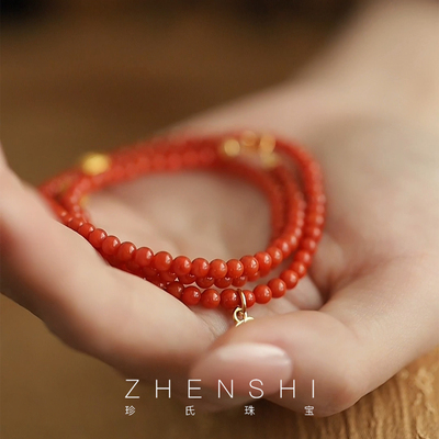 珍氏珠宝天然淡水珍珠项链女款国风南红气质复古风高级感满串颈链