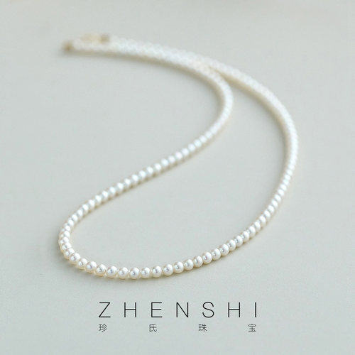 天然淡水baby珠项链18K金
