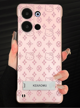 适用opporeno9/10粉色Kitty猫reno6/8pro+超薄无边框findx/x6pro手机壳a73/a93支架a57/a58简约reno11/12pro