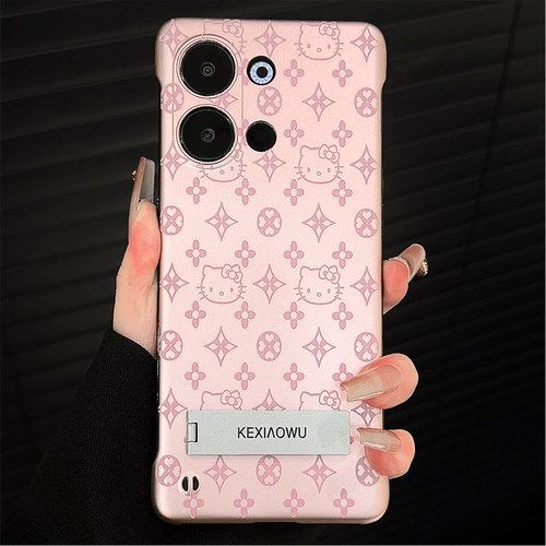 适用opporeno9/10粉色Kitty猫reno6/8pro+超薄无边框findx/x6pro手机壳a73/a93支架a57/a58简约reno11/12pro