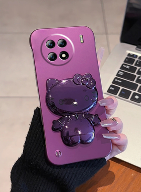 适用vivox90/x100凯蒂猫支架s15/s16梅子色无边框x60/x70手机壳s18/s19proo高级感y77/y78简约iqoo7/8新款s10