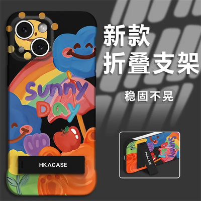 适用于苹果13新款14promax涂鸦小熊16proPC无边框15plus手机壳iPhone11/12卡通xsmax彩绘7plus/8plus保护套