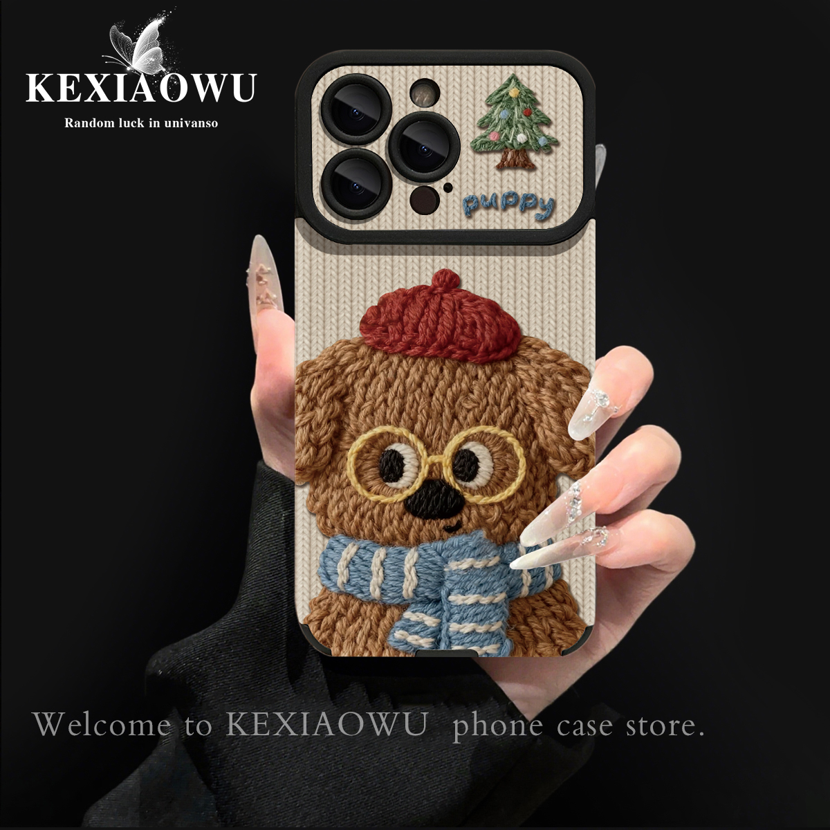 适用vivoy500围巾小狗手机壳