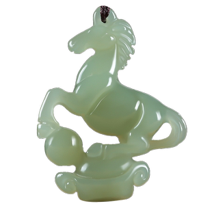 天然和田玉生肖马吊坠青玉马上有钱玉佩玉石玉坠马到成功男女挂件