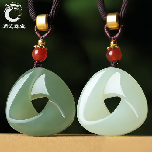 和田玉吊坠时来运转项链