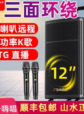 山水TE12户外拉杆移动K歌一体机牙大功率音箱家庭广场舞音响蓝