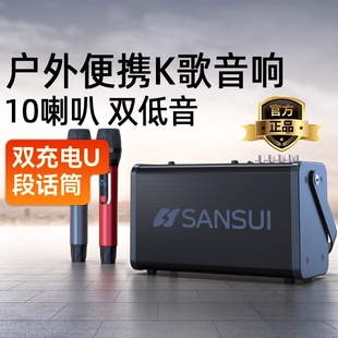 山水E73广场舞音响户外K歌乐器音大功率带话筒带声卡直播内录箱