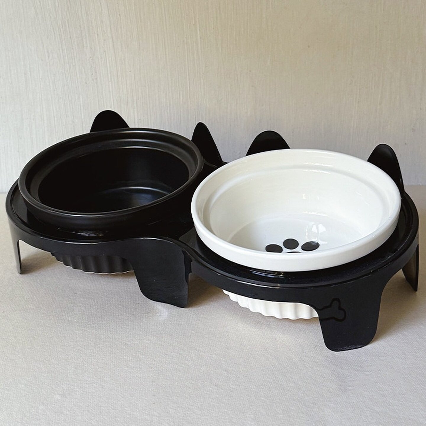 猫碗陶瓷大猫食盆双碗斜口狗狗碗护颈喝水喂食一体防打翻猫咪大号