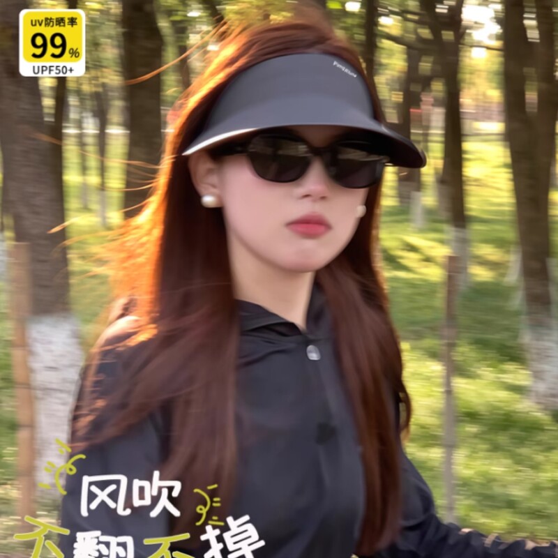 空顶帽子遮阳帽女防晒骑车不掉防紫外线遮阳帽可折叠太阳帽子全脸