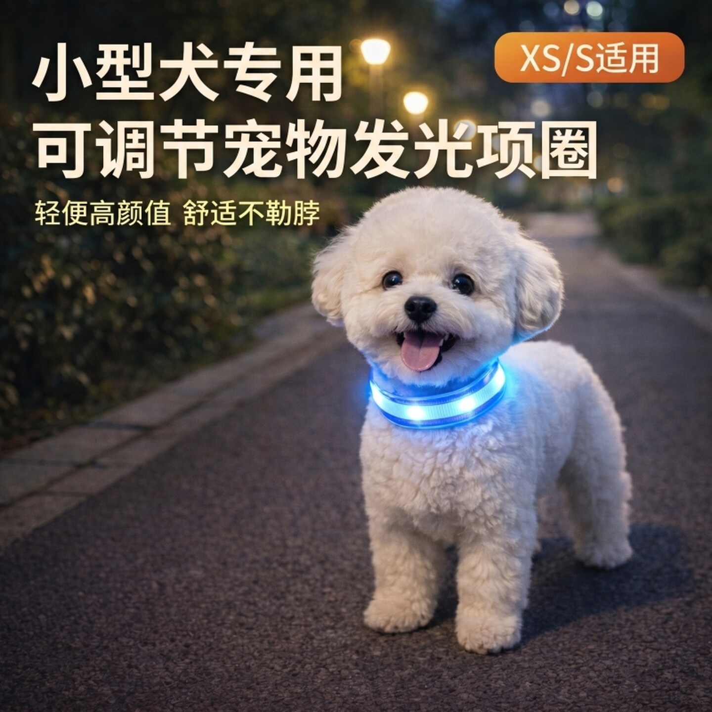 狗狗发光项圈充电可调节大小中型犬宠物发光灯夜间遛狗户外夜光灯