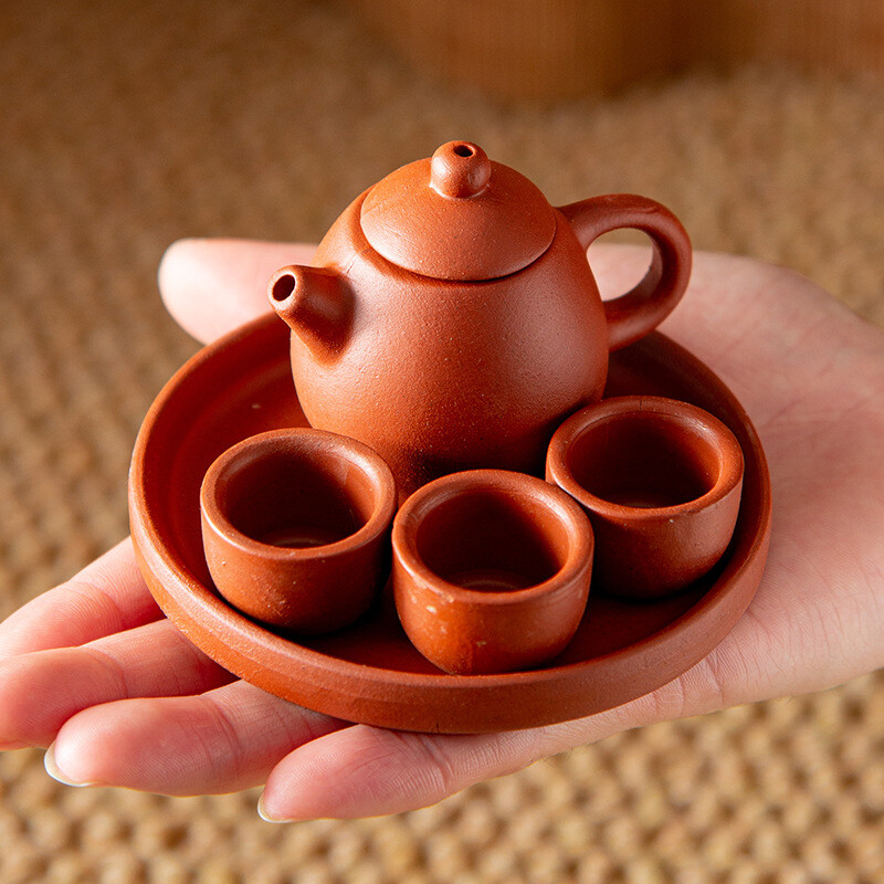 君鸿月茶宠摆件精品可养迷你袖珍指尖壶紫砂茶壶一壶三杯茶玩