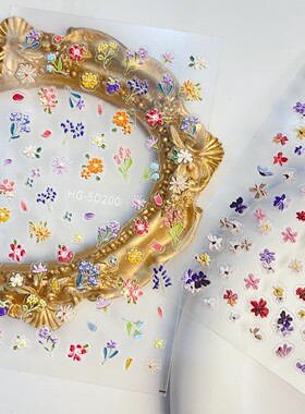 JHY/君鸿月春日野花美甲贴纸浮雕立体贝壳光鲜花花朵指甲装饰贴画