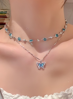 轻奢小众设计双层蝴蝶项链