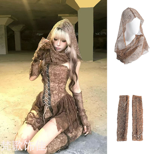 埃及尼泊尔头纱发饰敦煌手袖异域风情废土沙丘辣妹帽兜披肩头巾