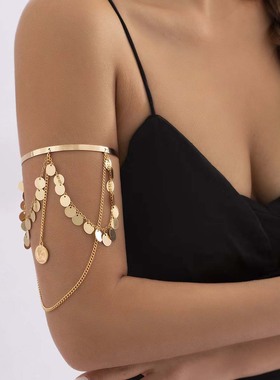 欧美复古流苏多层钱币臂钏