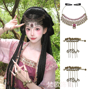 紫萱唐嫣同款头饰流苏额头链女异域风情发饰品复古额饰古风眉心坠