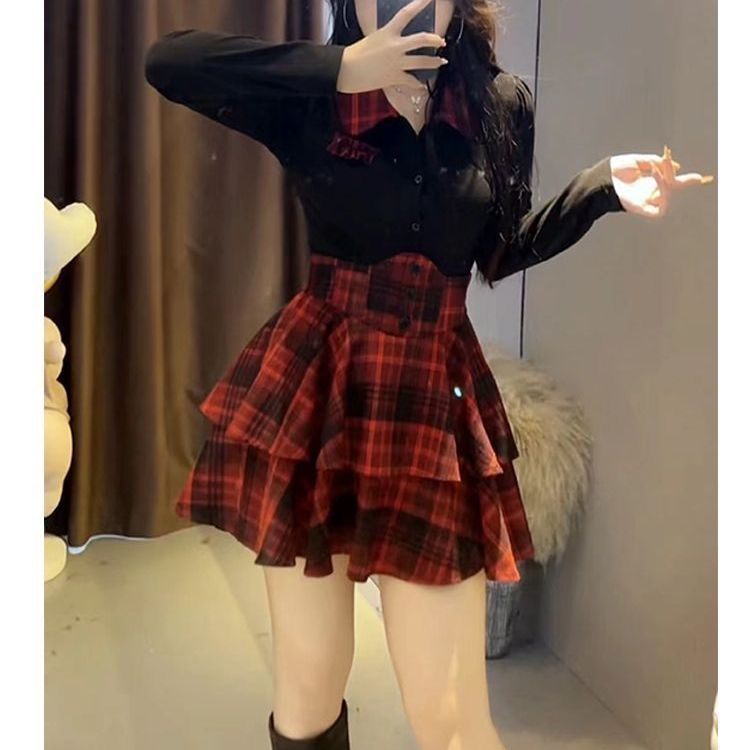 大码甜辣妹学院风蝴蝶结长袖衬衣