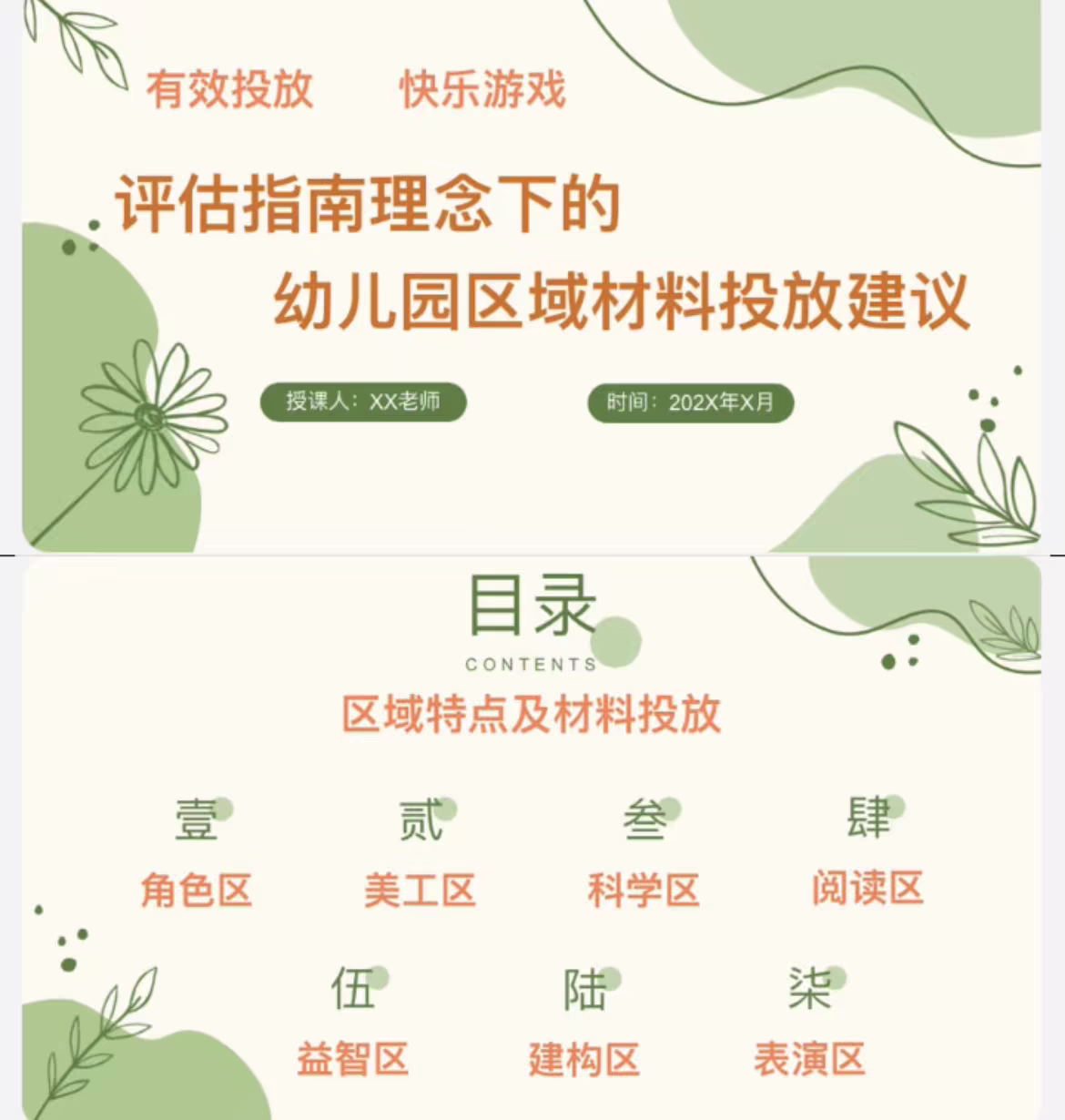 幼儿园评估指南下区域材料投放建议PPT课件31页+文稿