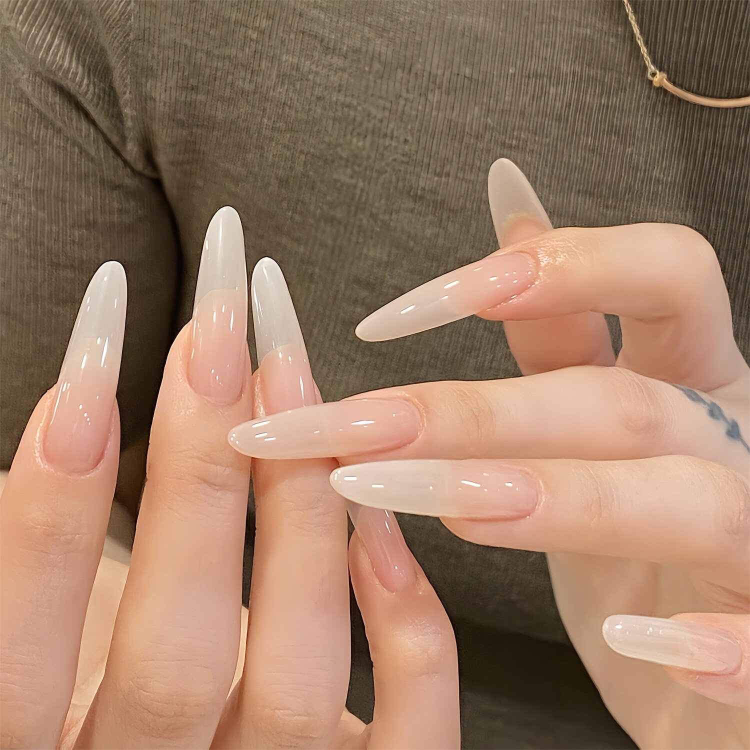 甄嬛华妃手工冰透裸色穿戴甲