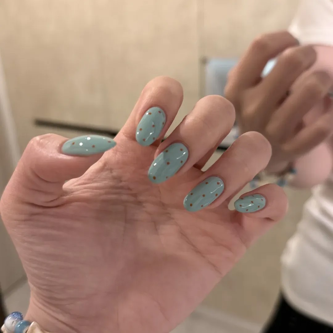 海盐波点穿戴甲纯手工高级感显白绿色波点美甲假指甲元气百搭成品